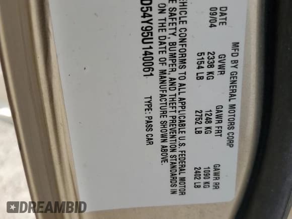 ✅ 2005 Cadillac DeVille • VIN: 1G6KD54Y95U140061 • Lot: 70247094. Listed on Copart with 137,780 mi. Free auction sales archive from the USA and detailed vehicle history report at DreamBid. Image 12.