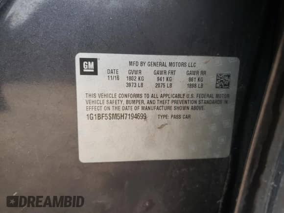 ✅ 2017 Chevrolet Cruze Premier • VIN: 1G1BF5SM5H7194699 • Lot: 68640852. Wystawiony na Copart z przebiegiem 103 313 mil mil. Skorzystaj z bezpłatnego archiwum sprzedaży aukcyjnych z USA i zobacz szczegółowy raport historii pojazdu na DreamBid. Zdjęcie 14.