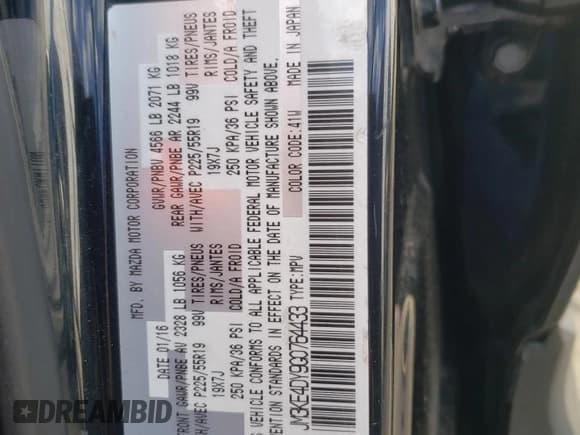 ✅ 2016 Mazda CX-5 Grand Touring • VIN: JM3KE4DY9G0764433 • Lot: 82728825. Wystawiony na Copart z przebiegiem 166 905 mil. Bezpłatny archiwum sprzedaży aukcyjnych z USA i szczegółowy raport historii pojazdu na DreamBid. Zdjęcie 13.