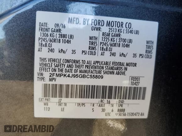 ✅ 2016 Ford Edge SEL • VIN: 2FMPK4J95GBC55809 • Лот: 87404525. Опубликован ранее на Copart с пробегом 103 084 миль. Бесплатный доступ к архиву аукционных продаж из США и подробный отчёт об истории автомобиля на DreamBid. Изображение 13.