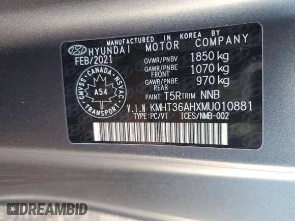 2021 Hyundai Veloster with VIN KMHT36AHXMU010881, listed as a Copart auction lot 87908305 with 25,683 mi miles and Salvage title. Bid and sale history available at DreamBid. Image 13.