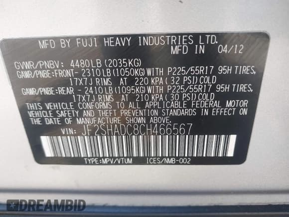 ✅ 2012 Subaru Forester X Premium • VIN: JF2SHADC8CH466567 • Лот: 42119972. Опубликован ранее на IAAI с пробегом 138 681 миль. Бесплатный доступ к архиву аукционных продаж из США и подробный отчёт об истории автомобиля на DreamBid. Изображение 9.