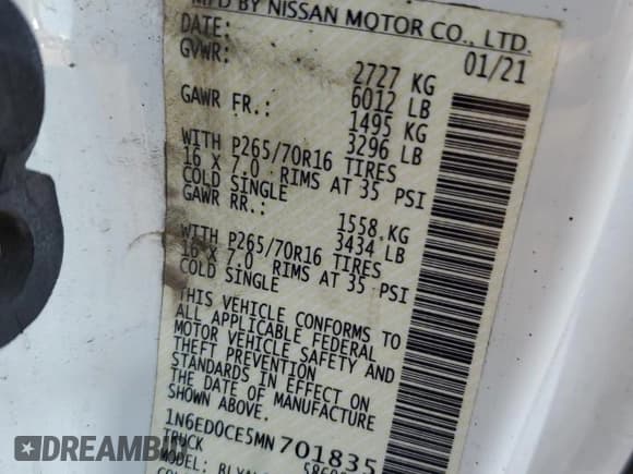 ✅ 2021 Nissan Frontier S • VIN: 1N6ED0CE5MN701835 • Lot: 56908505. Listed on Copart with Not provided. Free auction sales archive from the USA and detailed vehicle history report at DreamBid. Image 12.