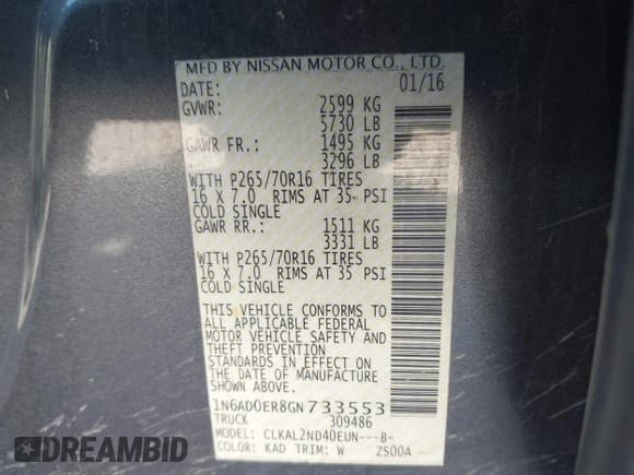 ✅ 2016 Nissan Frontier SV • VIN: 1N6AD0ER8GN733553 • Lot: 43834446. Listed on IAAI with 150,276 mi. Free auction sales archive from the USA and detailed vehicle history report at DreamBid. Image 9.