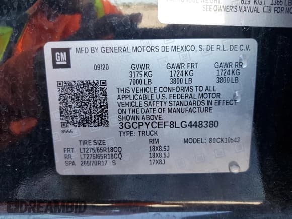 ✅ 2020 Chevrolet Silverado 1500 Custom Trail Boss • VIN: 3GCPYCEF8LG448380 • Lot: 86072905. Wystawiony na Copart z przebiegiem 104 791 mil. Bezpłatny archiwum sprzedaży aukcyjnych z USA i szczegółowy raport historii pojazdu na DreamBid. Zdjęcie 12.