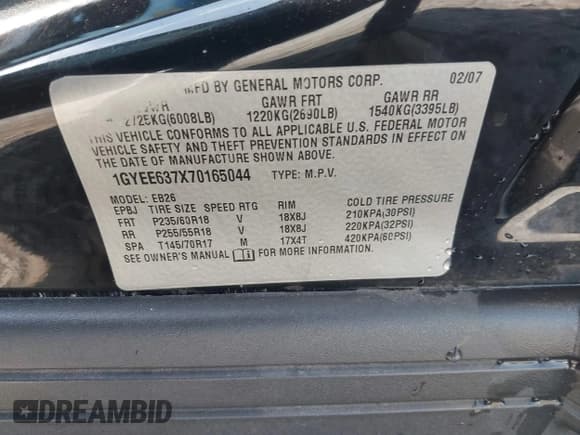 ✅ 2007 Cadillac SRX • VIN: 1GYEE637X70165044 • Lot: 43639633. Wystawiony na IAAI z przebiegiem 188 826 mil. Bezpłatny archiwum sprzedaży aukcyjnych z USA i szczegółowy raport historii pojazdu na DreamBid. Zdjęcie 9.