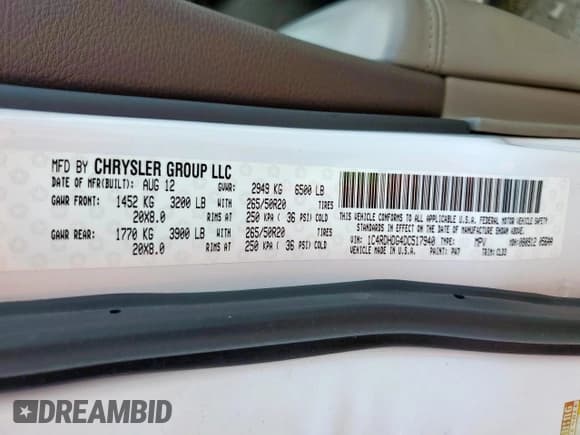 ✅ 2013 Dodge Durango Crew • VIN: 1C4RDHDG4DC517940 • Лот: 80555225. Опубликован ранее на Copart с пробегом 177 840 миль. Бесплатный доступ к архиву аукционных продаж из США и подробный отчёт об истории автомобиля на DreamBid. Изображение 12.