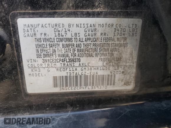 ✅ 2015 Nissan Note S Plus • VIN: 3N1CE2CP4FL359370 • Lot: 89856015. Listed on Copart with 90,846 mi. Free auction sales archive from the USA and detailed vehicle history report at DreamBid. Image 12.