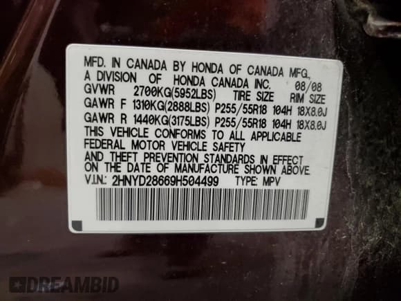 ✅ 2009 Acura MDX Technology • VIN: 2HNYD28669H504499 • Lot: 86596975. Listed on Copart with 255,392 mi. Free auction sales archive from the USA and detailed vehicle history report at DreamBid. Image 13.