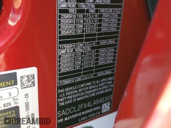 ✅ 2020 Jaguar F-Pace 25t R-Sport • VIN: SADCL2FX4LA646309 • Лот: 92873275. Опубликован ранее на Copart с пробегом 73 615 миль. Бесплатный доступ к архиву аукционных продаж из США и подробный отчёт об истории автомобиля на DreamBid. Изображение 14.