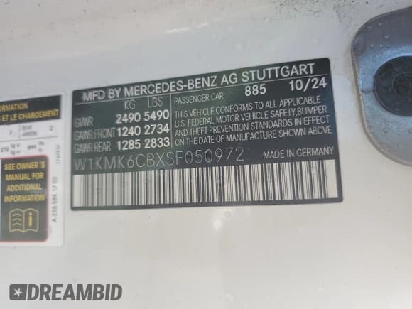 ✅ 2025 Mercedes-Benz CLE 53 AMG • VIN: W1KMK6CBXSF050972 • Лот: 86550195. Опубликован ранее на Copart с пробегом 5 539 миль. Бесплатный доступ к архиву аукционных продаж из США и подробный отчёт об истории автомобиля на DreamBid. Изображение 12.