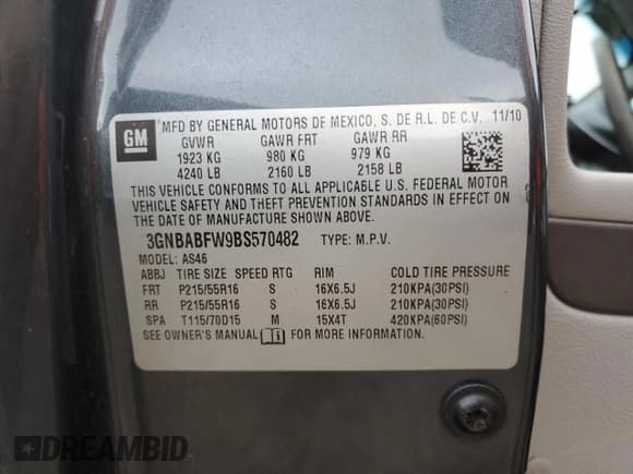 ✅ 2011 Chevrolet HHR 1LT • VIN: 3GNBABFW9BS570482 • Lot: 84378874. Listed on Copart with 144,952 mi. Free auction sales archive from the USA and detailed vehicle history report at DreamBid. Image 15.