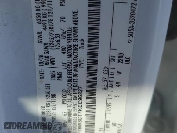 ✅ 2019 Ford F-350 XL • VIN: 1FT8W3CT7KEC96827 • Лот: 84932675. Опубликован ранее на Copart с пробегом 413 951 миль. Бесплатный доступ к архиву аукционных продаж из США и подробный отчёт об истории автомобиля на DreamBid. Изображение 12.
