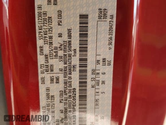 ✅ 2023 Ford F-350 Lariat • VIN: 1FT8X3BT6PEC05259 • Lot: 81324494. Wystawiony na Copart z przebiegiem 31 858 mil. Bezpłatny archiwum sprzedaży aukcyjnych z USA i szczegółowy raport historii pojazdu na DreamBid. Zdjęcie 12.