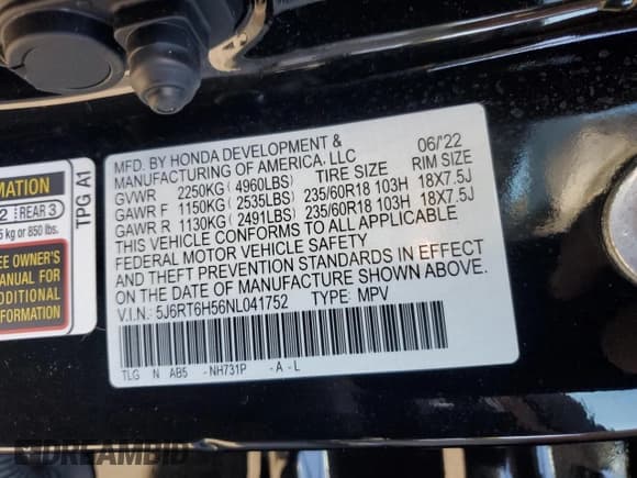 ✅ 2022 Honda CR-V EX • VIN: 5J6RT6H56NL041752 • Lot: 85359185. Listed on Copart with 39,430 mi. Free auction sales archive from the USA and detailed vehicle history report at DreamBid. Image 13.