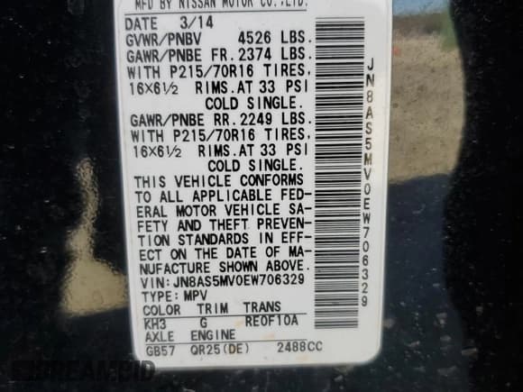 ✅ 2014 Nissan Rogue S • VIN: JN8AS5MV0EW706329 • Lot: 91083435. Listed on Copart with 188,788 mi. Free auction sales archive from the USA and detailed vehicle history report at DreamBid. Image 12.