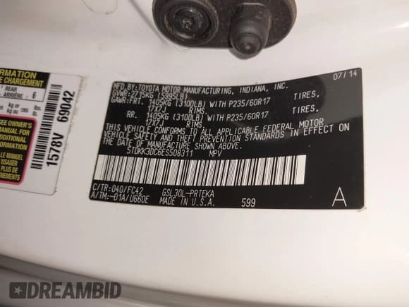 ✅ 2014 Toyota Sienna LE • VIN: 5TDKK3DC6ES508311 • Lot: 43235557. Listed on IAAI with 253,129 mi. Free auction sales archive from the USA and detailed vehicle history report at DreamBid. Image 9.