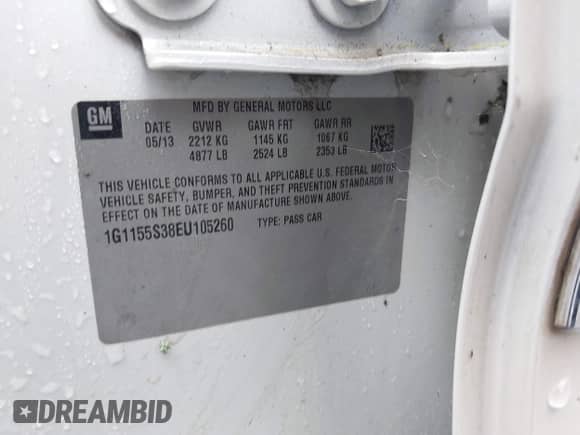 2014 Chevrolet Impala LTZ with VIN 1G1155S38EU105260, listed as a IAAI auction lot 42012082 with 230,407 mi miles and . Bid and sale history available at DreamBid. Image 9.