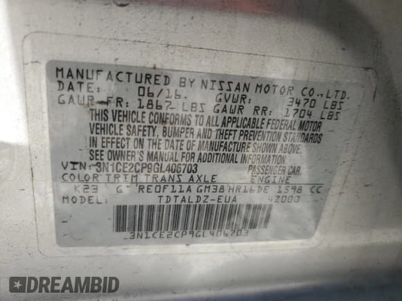 ✅ 2016 Nissan Note S • VIN: 3N1CE2CP9GL406703 • Lot: 93392795. Wystawiony na Copart z przebiegiem 87 173 mil. Bezpłatny archiwum sprzedaży aukcyjnych z USA i szczegółowy raport historii pojazdu na DreamBid. Zdjęcie 13.