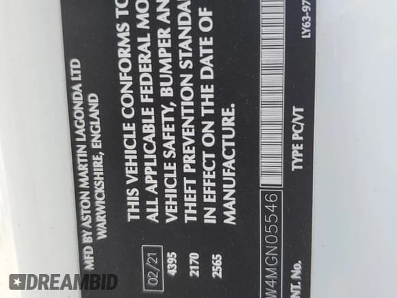✅ 2021 Aston Martin Vantage • VIN: SCFSMGAW4MGN05546 • Lot: 86138155. Wystawiony na Copart z przebiegiem 9 776 mil. Bezpłatny archiwum sprzedaży aukcyjnych z USA i szczegółowy raport historii pojazdu na DreamBid. Zdjęcie 13.