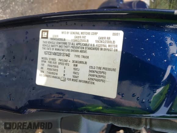 ✅ 2002 GMC Sonoma SLS • VIN: 1GTCS14W228137442 • Лот: 42273084. Опубликован ранее на IAAI с пробегом 223 117 миль. Бесплатный доступ к архиву аукционных продаж из США и подробный отчёт об истории автомобиля на DreamBid. Изображение 9.