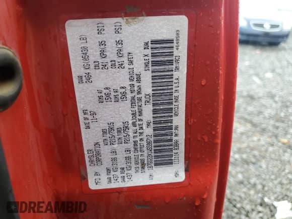 1998 Dodge Dakota SLT z VIN 1B7GG22X1WS598712, wystawiony jako Copart lot #76095004 z przebiegiem 196 012 mil mil oraz Szkoda całkowita • Salvage title. Historia ofert i sprzedaży dostępna na DreamBid. Obrazek 12.