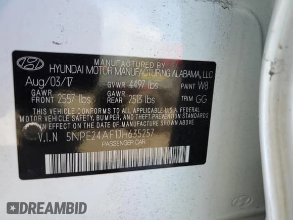 ✅ 2018 Hyundai Sonata SE • VIN: 5NPE24AF1JH635257 • Lot: 46344203. Listed on Copart with 63,799 mi. Free auction sales archive from the USA and detailed vehicle history report at DreamBid. Image 12.