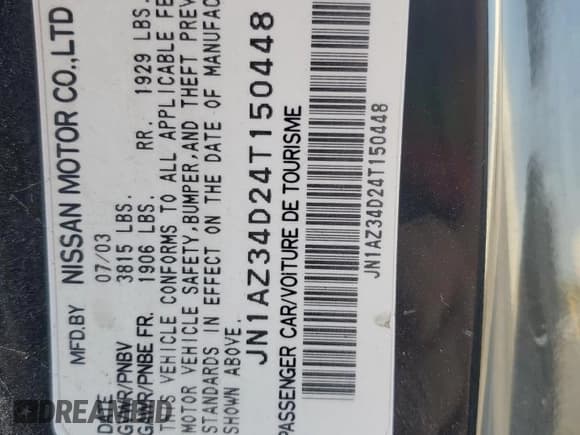 ✅ 2004 Nissan 350Z Enthusiast • VIN: JN1AZ34D24T150448 • Lot: 71831135. Wystawiony na Copart z przebiegiem 148 647 mil. Bezpłatny archiwum sprzedaży aukcyjnych z USA i szczegółowy raport historii pojazdu na DreamBid. Zdjęcie 13.