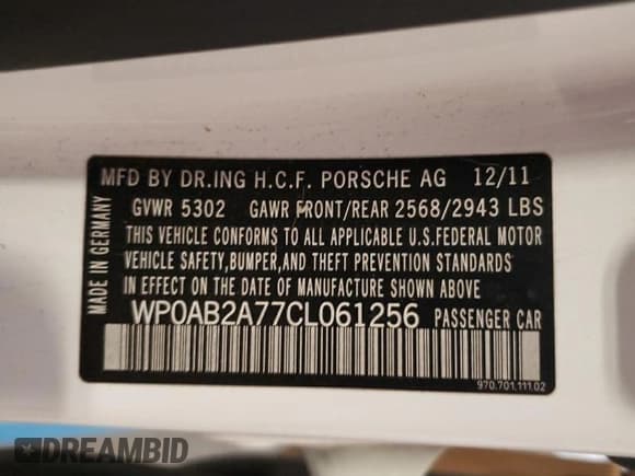 ✅ 2012 Porsche Panamera S • VIN: WP0AB2A77CL061256 • Lot: 59347725. Listed on Copart with 135,710 mi. Free auction sales archive from the USA and detailed vehicle history report at DreamBid. Image 12.