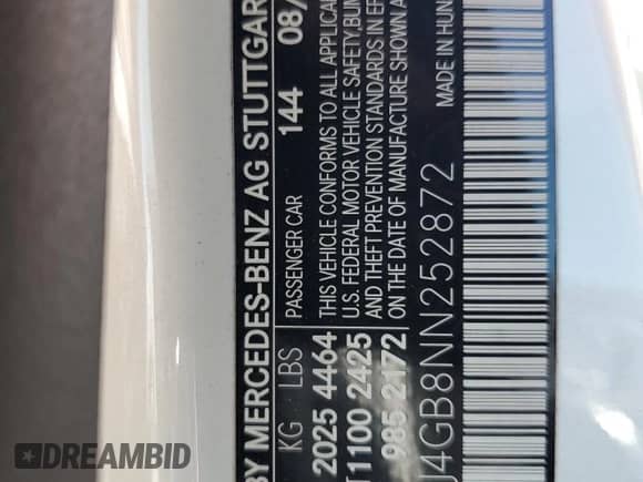 2022 Mercedes-Benz CLA 250 с VIN W1K5J4GB8NN252872, выставлен на аукционе Copart как лот 65800695 с пробегом 39 913 миль миль и Списание • Salvage title. История ставок и продаж доступна на DreamBid. Изображение 13.