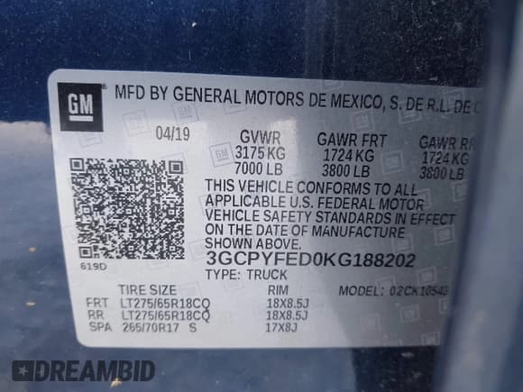 ✅ 2019 Chevrolet Silverado 1500 LT Trail Boss • VIN: 3GCPYFED0KG188202 • Lot: 43334756. Wystawiony na IAAI z przebiegiem 124 605 mil. Bezpłatny archiwum sprzedaży aukcyjnych z USA i szczegółowy raport historii pojazdu na DreamBid. Zdjęcie 9.