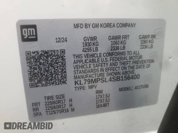 ✅ 2025 Chevrolet TrailBlazer LT • VIN: KL79MPSL4SB156400 • Lot: 86172985. Wystawiony na Copart z przebiegiem 16 722 mil. Bezpłatny archiwum sprzedaży aukcyjnych z USA i szczegółowy raport historii pojazdu na DreamBid. Zdjęcie 13.