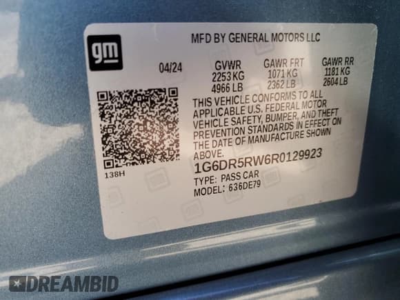 ✅ 2024 Cadillac CT5-V • VIN: 1G6DR5RW6R0129923 • Lot: 87474574. Listed on Copart with 5,306 mi. Free auction sales archive from the USA and detailed vehicle history report at DreamBid. Image 12.