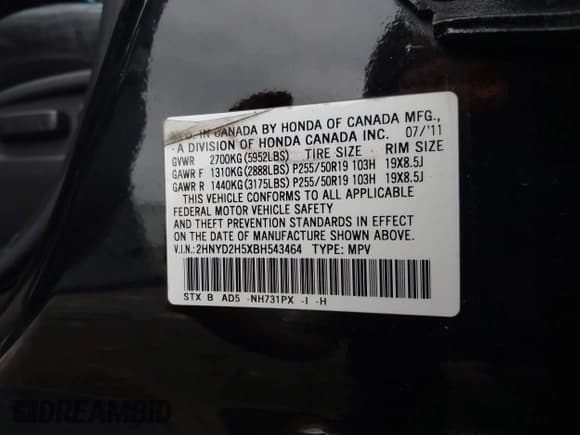 ✅ 2011 Acura MDX Advance • VIN: 2HNYD2H5XBH543464 • Лот: 42534747. Опубликован ранее на IAAI с пробегом 164 970 миль. Бесплатный доступ к архиву аукционных продаж из США и подробный отчёт об истории автомобиля на DreamBid. Изображение 9.