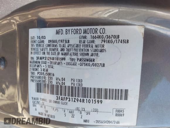 ✅ 2004 Ford Focus ZX3 • VIN: 3FAFP31Z94R101599 • Lot: 43140296. Wystawiony na IAAI z przebiegiem 59 534 mil. Bezpłatny archiwum sprzedaży aukcyjnych z USA i szczegółowy raport historii pojazdu na DreamBid. Zdjęcie 9.