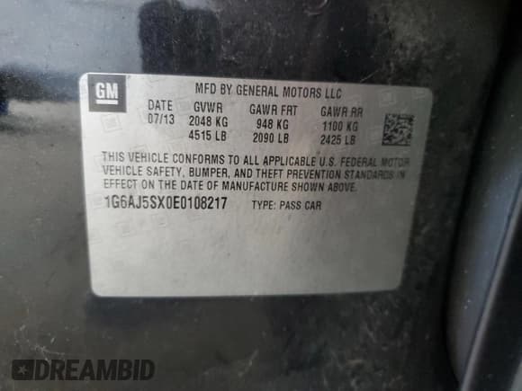 ✅ 2014 Cadillac ATS Performance AWD • VIN: 1G6AJ5SX0E0108217 • Lot: 62731445. Listed on Copart with 136,595 mi. Free auction sales archive from the USA and detailed vehicle history report at DreamBid. Image 12.