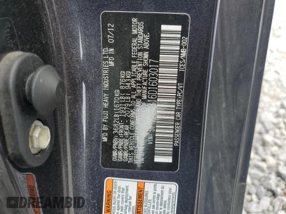 ✅ 2013 Subaru BRZ Premium • VIN: JF1ZCAB16D1603017 • Lot: 63002075. Wystawiony na Copart z przebiegiem 84 909 mil. Bezpłatny archiwum sprzedaży aukcyjnych z USA i szczegółowy raport historii pojazdu na DreamBid. Zdjęcie 12.