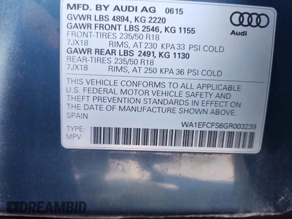 ✅ 2016 Audi Q3 Premium Plus • VIN: WA1EFCFS6GR003239 • Lot: 92409315. Wystawiony na Copart z przebiegiem 98 383 mil. Bezpłatny archiwum sprzedaży aukcyjnych z USA i szczegółowy raport historii pojazdu na DreamBid. Zdjęcie 13.