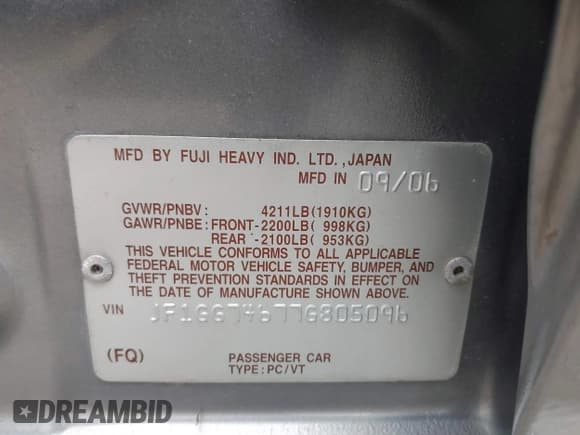 ✅ 2007 Subaru Impreza WRX Ltd • VIN: JF1GG74677G805096 • Lot: 43660307. Wystawiony na IAAI z przebiegiem 172 611 mil. Bezpłatny archiwum sprzedaży aukcyjnych z USA i szczegółowy raport historii pojazdu na DreamBid. Zdjęcie 9.