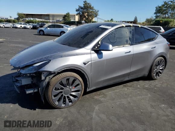✅ 2025 Tesla Model Y Performance • VIN: 7SAYGDEF4SF232272 • Lot: 69106505. Listed on Copart with 21,755 mi. Free auction sales archive from the USA and detailed vehicle history report at DreamBid. Image 1.