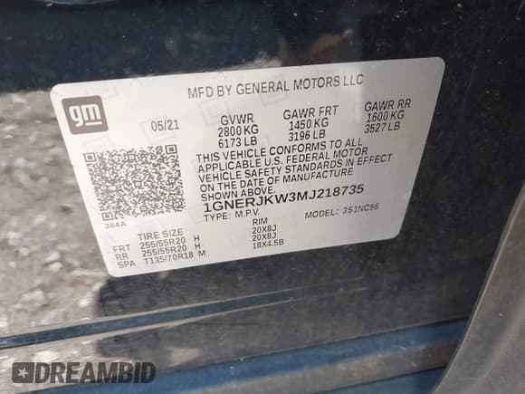 ✅ 2021 Chevrolet Traverse RS • VIN: 1GNERJKW3MJ218735 • Lot: 43234288. Listed on IAAI with 63,109 mi. Free auction sales archive from the USA and detailed vehicle history report at DreamBid. Image 9.