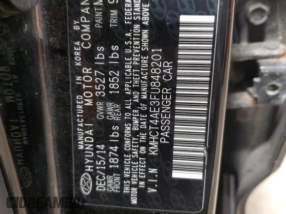 ✅ 2015 Hyundai Accent GLS • VIN: KMHCT4AE3FU848201 • Лот: 81049673. Опубликован ранее на Copart с пробегом 82 197 миль. Бесплатный доступ к архиву аукционных продаж из США и подробный отчёт об истории автомобиля на DreamBid. Изображение 12.