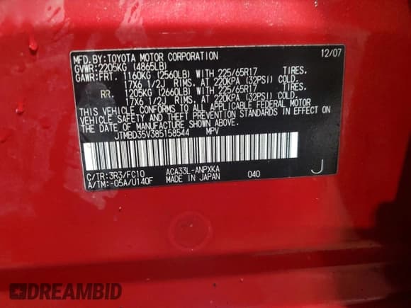 ✅ 2008 Toyota RAV4 • VIN: JTMBD35V385158544 • Lot: 89802825. Wystawiony na Copart z przebiegiem 165 992 mil. Bezpłatny archiwum sprzedaży aukcyjnych z USA i szczegółowy raport historii pojazdu na DreamBid. Zdjęcie 13.