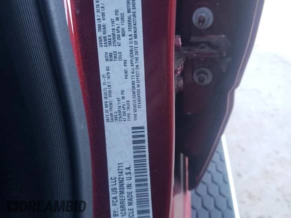 2022 Ram 1500 Lone Star с VIN 1C6RREFM8NN214711, выставлен на аукционе Copart как лот 83393144 с пробегом 31 497 миль миль и Списание • Salvage title. История ставок и продаж доступна на DreamBid. Изображение 12.