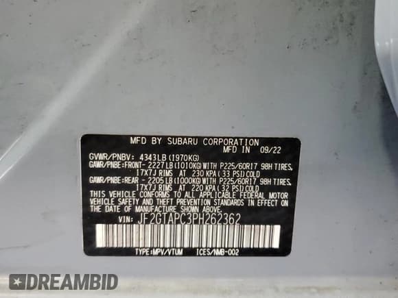 ✅ 2023 Subaru Crosstrek Premium • VIN: JF2GTAPC3PH262362 • Лот: 66219925. Опубликован ранее на Copart с пробегом 64 486 миль. Бесплатный доступ к архиву аукционных продаж из США и подробный отчёт об истории автомобиля на DreamBid. Изображение 13.