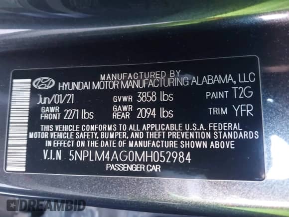 2021 Hyundai Elantra SEL z VIN 5NPLM4AG0MH052984, wystawiony jako IAAI lot #43313010 z przebiegiem 92 117 mil mil oraz . Historia ofert i sprzedaży dostępna na DreamBid. Obrazek 9.