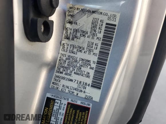 ✅ 2021 Nissan Frontier S • VIN: 1N6ED0CE6MN718384 • Лот: 44654345. Опубликован ранее на Copart с пробегом 44 831 миль. Бесплатный доступ к архиву аукционных продаж из США и подробный отчёт об истории автомобиля на DreamBid. Изображение 12.