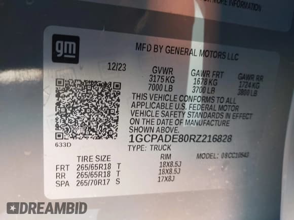 ✅ 2024 Chevrolet Silverado 1500 • VIN: 1GCPADE80RZ216828 • Lot: 43562665. Listed on IAAI with 42,479 mi. Free auction sales archive from the USA and detailed vehicle history report at DreamBid. Image 9.