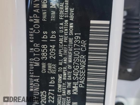 ✅ 2025 Hyundai Elantra SEL Convenience • VIN: KMHLS4DG7SU017391 • Лот: 90752415. Опубликован ранее на Copart с пробегом 5 996 миль. Бесплатный доступ к архиву аукционных продаж из США и подробный отчёт об истории автомобиля на DreamBid. Изображение 12.