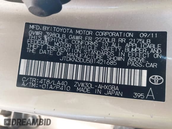 ✅ 2011 Toyota Prius I • VIN: JTDKN3DU5B1421685 • Lot: 43306053. Wystawiony na IAAI z przebiegiem 184 084 mil. Bezpłatny archiwum sprzedaży aukcyjnych z USA i szczegółowy raport historii pojazdu na DreamBid. Zdjęcie 9.